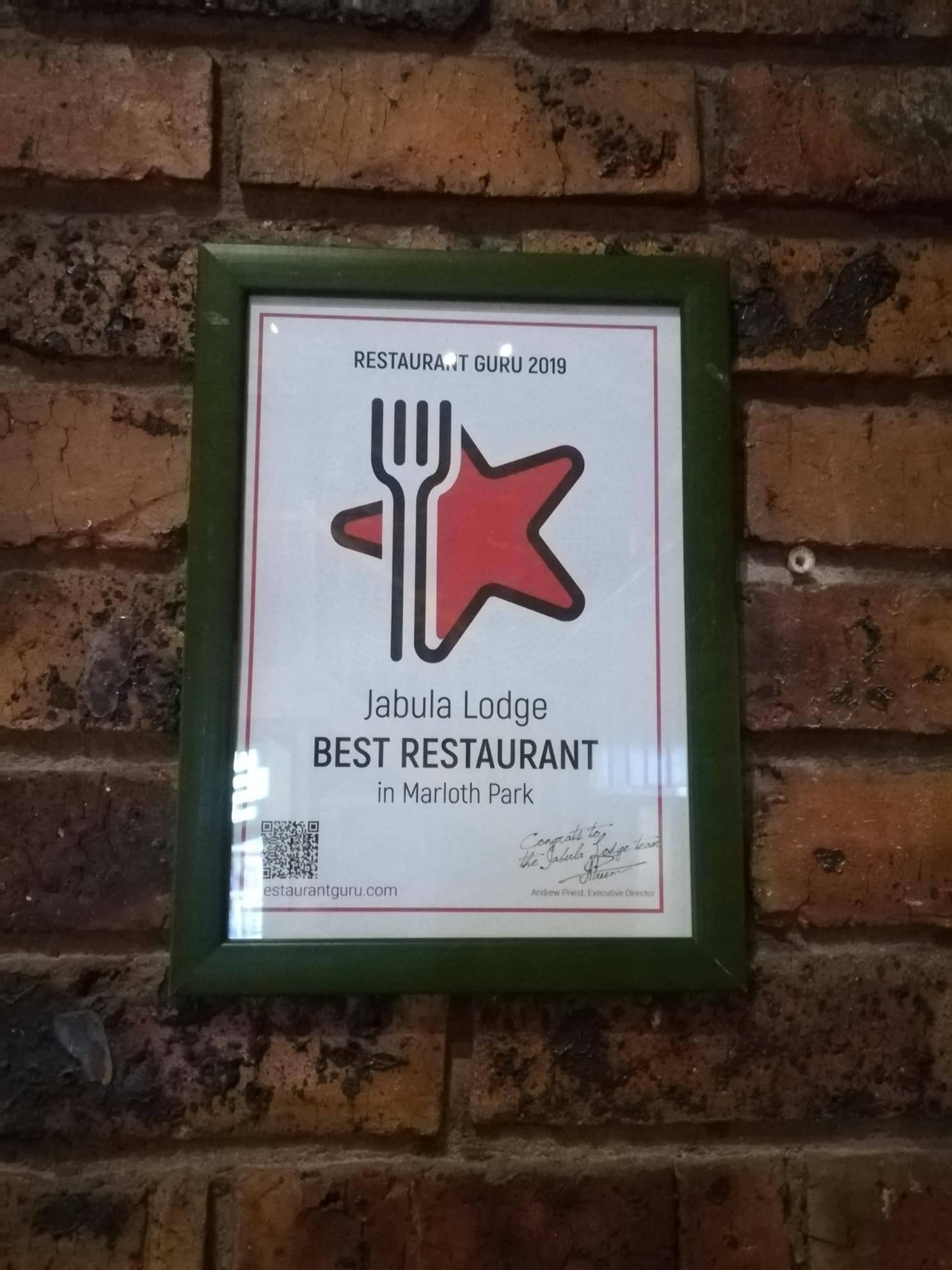 Jabula Restaurant award