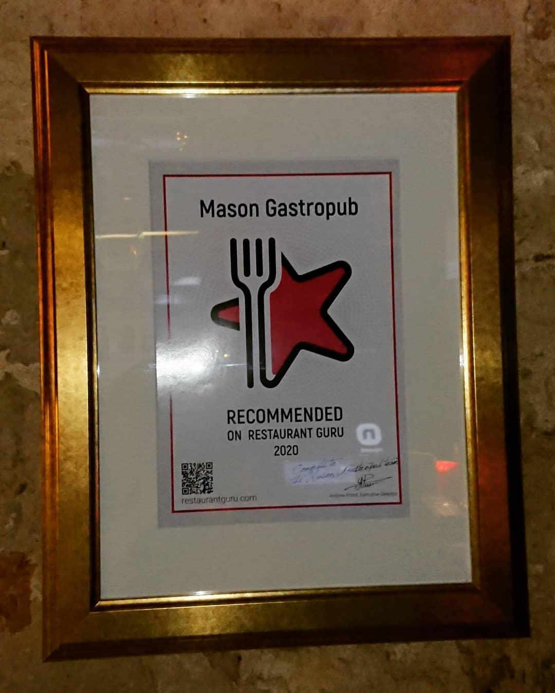 Mason Restoranas award