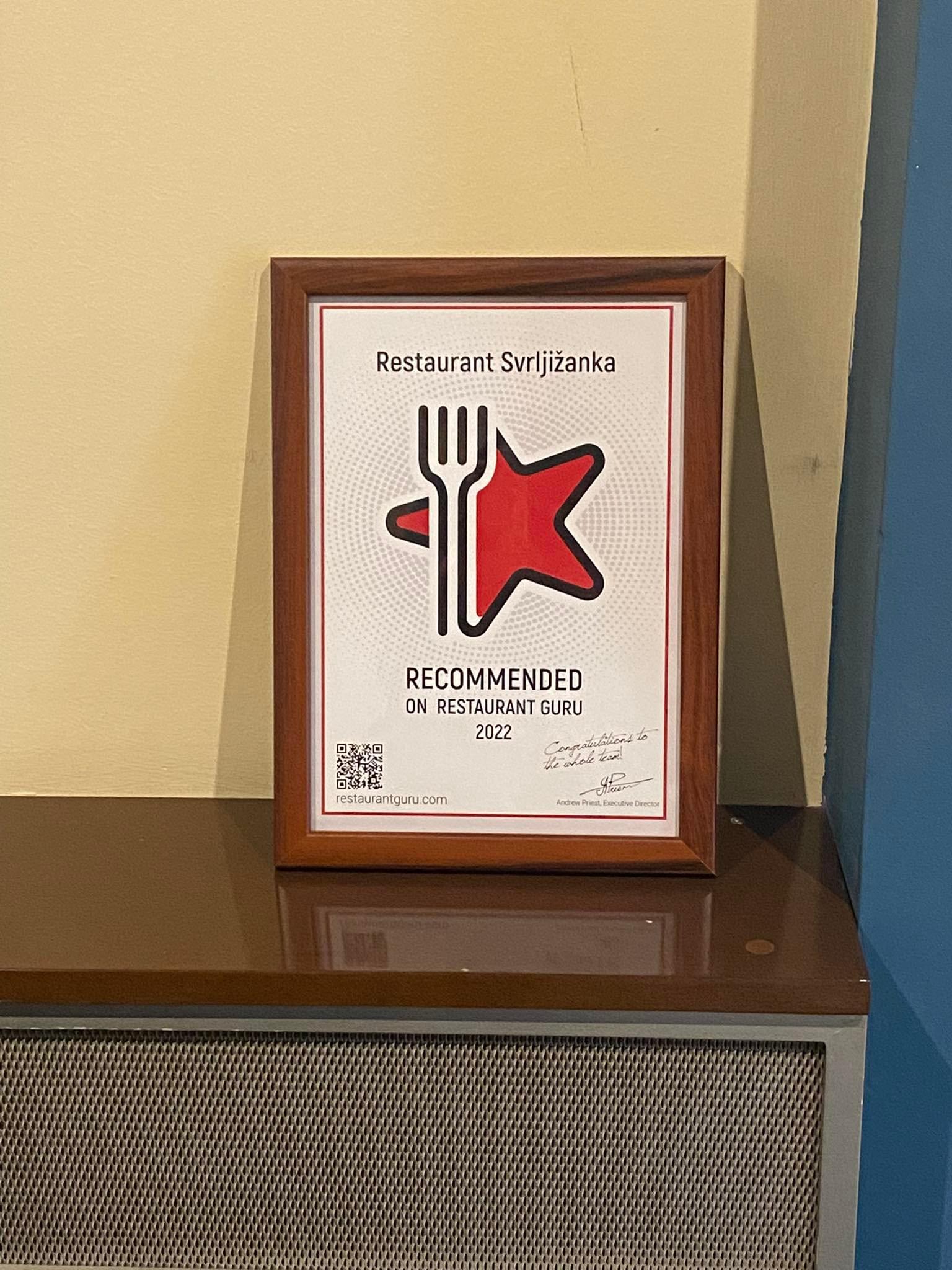 Restaurant Svrljižanka award